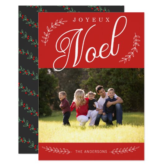Tarjeta Foto EDITABLE del navidad de Joyeux Noel del color