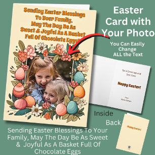 Tarjeta Foto, Enviando Bendiciones De Pascua A Su Familia,