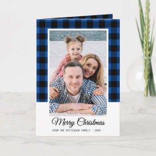 Tarjeta Foto familiar Búfalo azul jugado Feliz Navidad
