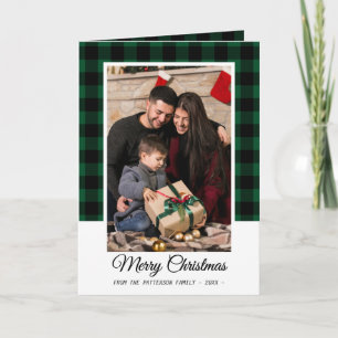 Tarjeta Foto familiar Búfalo Verde Jugado Feliz Navidad