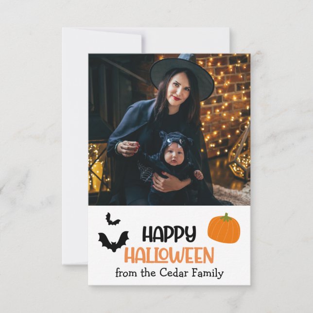 Tarjeta Foto familiar de "Happy Halloween", Personalizado  (Anverso)