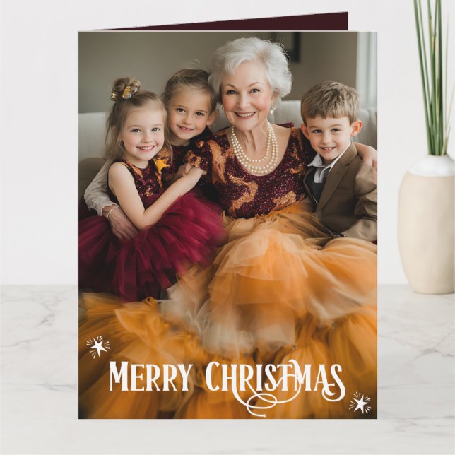 Tarjeta Foto familiar Feliz Navidad (Anverso)