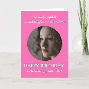 Tarjeta Foto Feliz cumpleaños, nieta, 21ª edad