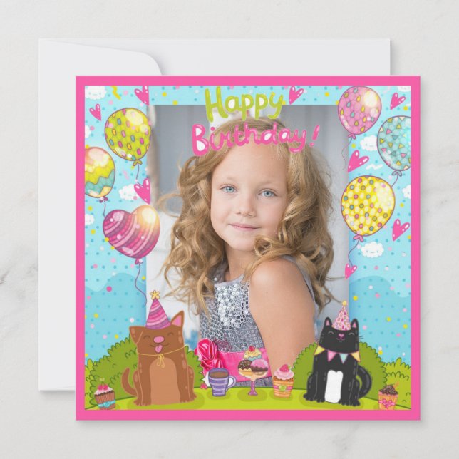 Tarjeta Foto Feliz cumpleaños para la Plaza de los Chicas (Anverso)