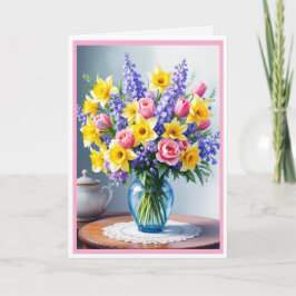 Tarjeta Foto: Feliz Día de la Madre Flores de primavera