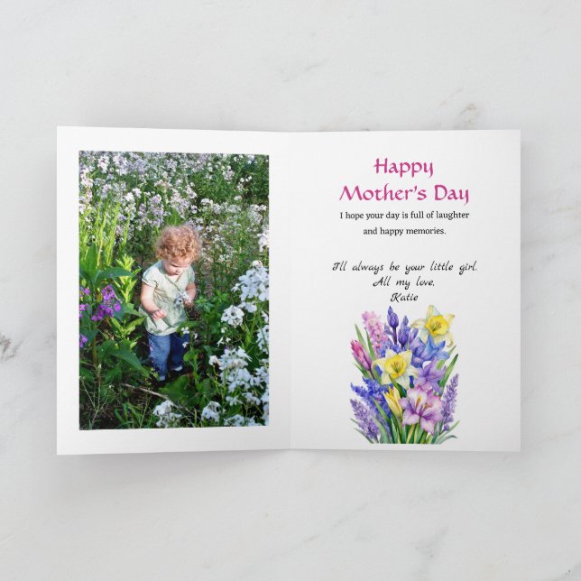 Tarjeta Foto: Feliz Día de la Madre Flores de primavera (Interior)