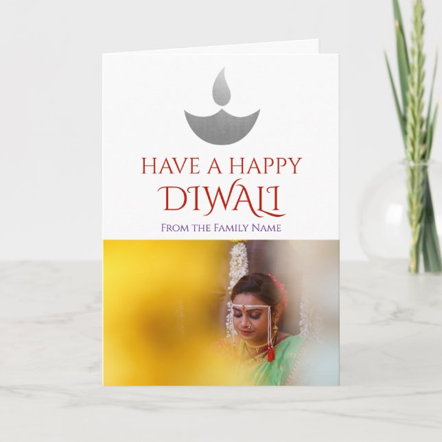 Tarjeta Foto feliz Diwali personalizada (Anverso)