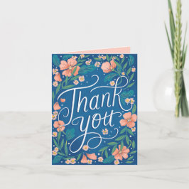 Tarjeta Foto floral azul de Peach a mano