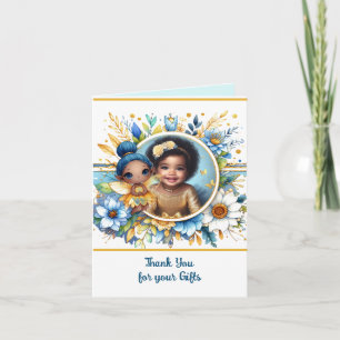 Tarjeta FOTO Gracias Verde azulada Princesa de Hadas Negra