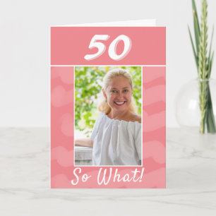Tarjeta Foto Inspiradora de Acuarela Rosa Cumpleaños 50