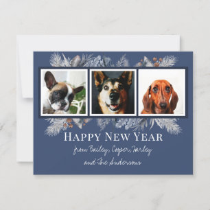 Tarjeta Foto Mascota personalizada acuarela Invierno tema