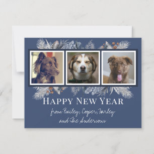 Tarjeta Foto Mascota temática de invierno de acuarela pers