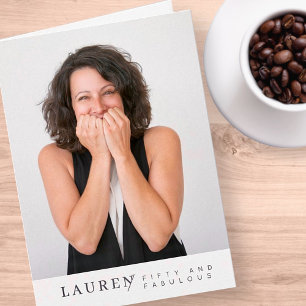 Tarjeta Foto Minimalista moderna Cincuenta y fabuloso cump