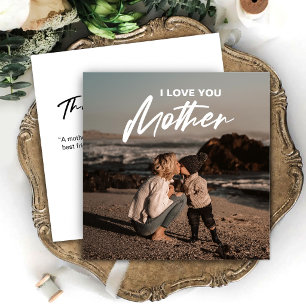 Tarjeta Foto minimalista moderna que te amo madre saludo