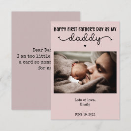 Tarjeta Foto minimalista y linda del primer Día del Padre 