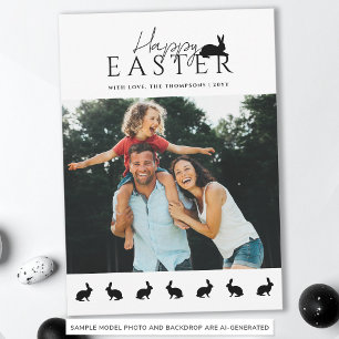 Tarjeta Foto moderna de familia con conejos para Pascua el