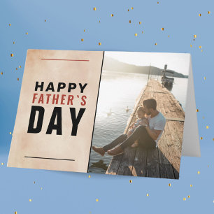 Tarjeta Foto moderna de Feliz Día del Padre con acuarela