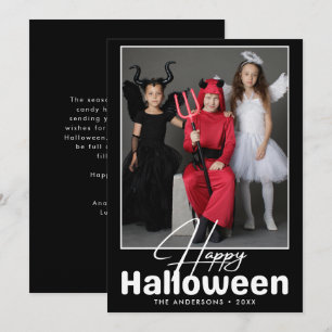 Tarjeta Foto moderna de Halloween en blanco y negro
