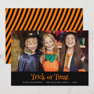 Tarjeta Foto moderna de Halloween feliz con truco o trato