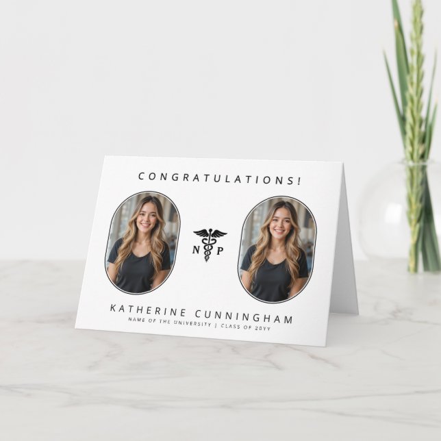 Tarjeta Foto moderna personalizada de enfermera practicant (Anverso)