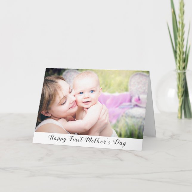 Tarjeta Foto moderna personalizada del Día de la Primera M (Anverso)