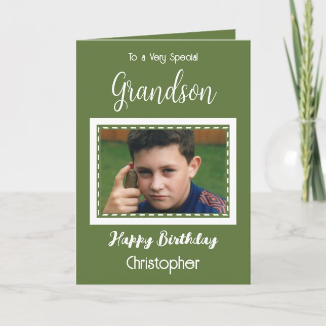 Tarjeta Foto muy especial de cumpleaños verde para los nie (Anverso)