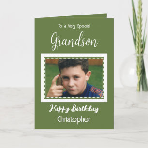 Tarjeta Foto muy especial de cumpleaños verde para los nie