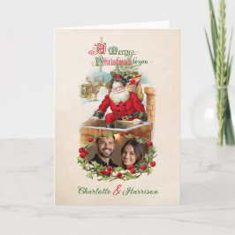 Tarjeta Foto Navideña de Santa Claus Antiguo