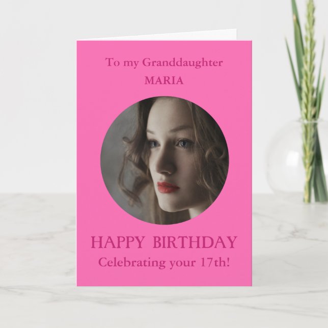 Tarjeta Foto Nieta feliz de cumpleaños 17 PINK Cualquier e (Anverso)