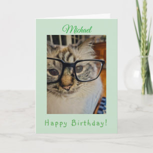 Tarjeta Foto original de GATO verde cumpleaños nombre
