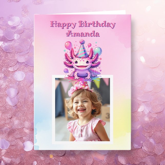 Tarjeta Foto personalizada Cumpleaños del Chica Axolotl (Subido por el creador)