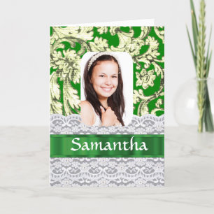 Tarjeta Foto personalizada de encaje verde