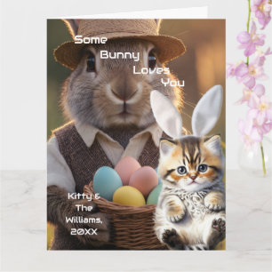 Tarjeta Foto personalizada de gato con orejas de conejo de