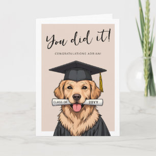Tarjeta Foto personalizada de graduación adorable retrieve