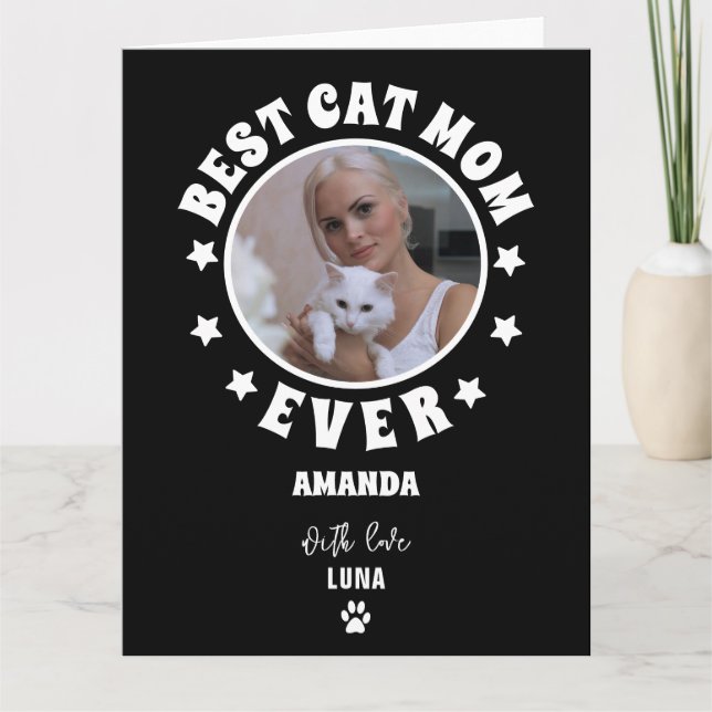 Tarjeta Foto personalizada de la mejor madre de gato de to (Anverso)