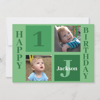 Tarjeta Foto personalizada de niños con sabor a verde feli