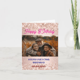 Tarjeta Foto personalizada de oro rosa de cumpleaños