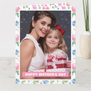 Tarjeta Foto personalizada del día de la madre con flores 