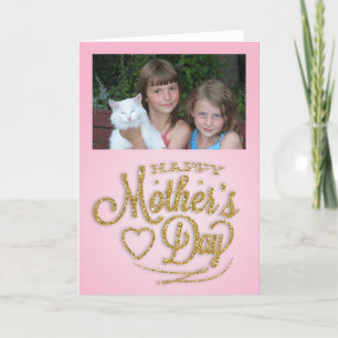 Tarjeta Foto personalizada, Día de la Madre Rosa y Oro
