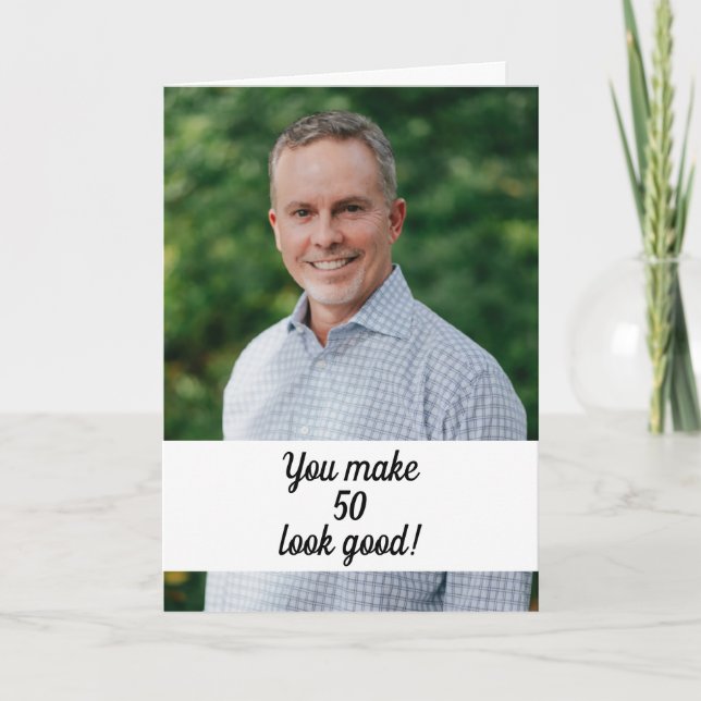 Tarjeta Foto personalizada Divertido Hermano 50 cumpleaños (Anverso)