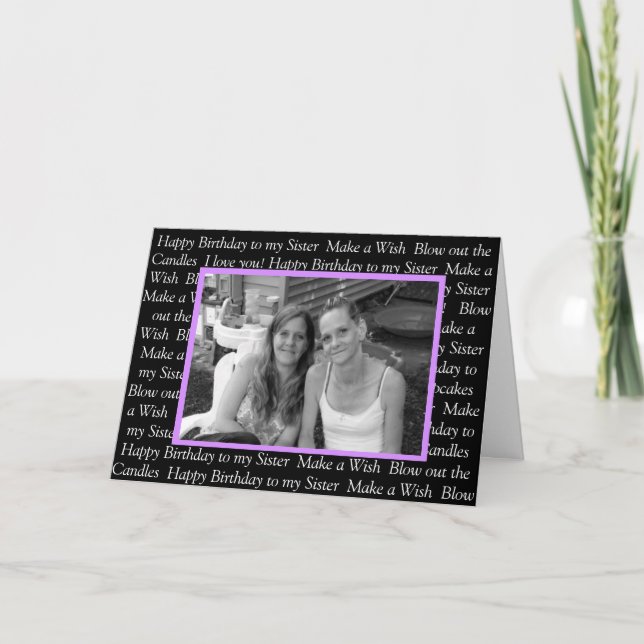 Tarjeta Foto personalizada Feliz cumpleaños a mi hermana (Anverso)