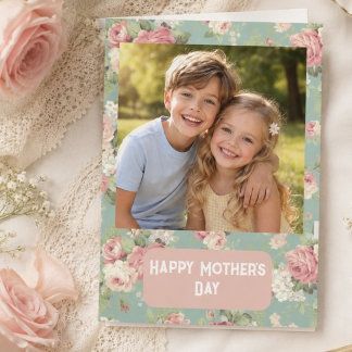Tarjeta Foto personalizada Feliz Día de la Madre floral