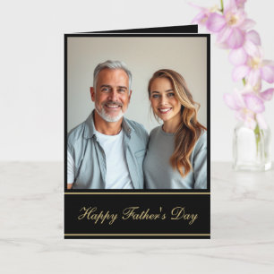 Tarjeta Foto personalizada Feliz Día del Padre Script Negr
