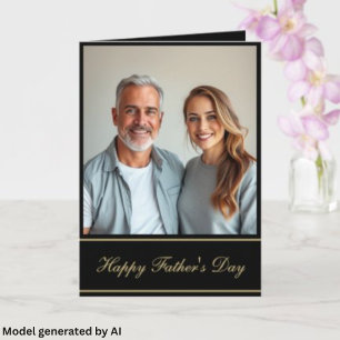 Tarjeta Foto personalizada Feliz Día del Padre Script Negr