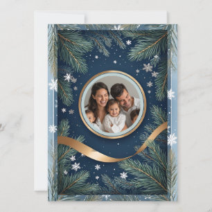 Tarjeta Foto Personalizada 📸 Rama de Pino Festiva Navidad
