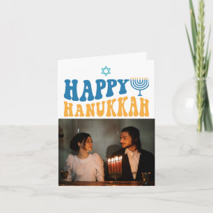 Tarjeta Foto personalizada Retro Happy Hanukkah