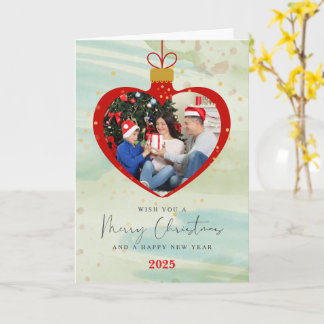 Tarjeta Foto personalizada y texto Feliz Navidad y Feliz