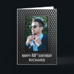 Tarjeta Foto personalizado Black 40th Birthday<br><div class="desc">Incluya su foto favorita del niño o chica de cumpleaños en esta moderna tarjeta hexagonal de 40 años con motivos geométricos para hacerlos sentir especiales en su cumpleaños.</div>