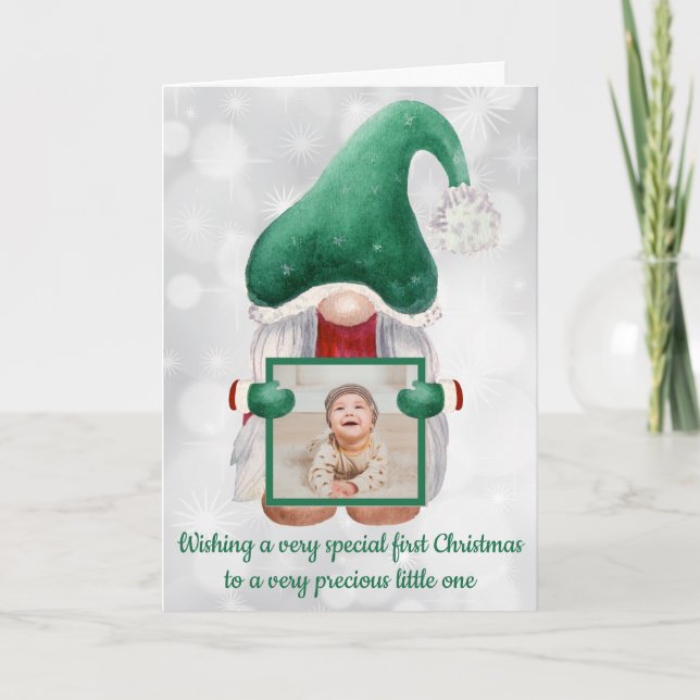 Tarjeta Foto personalizado Con Gnome (Anverso)