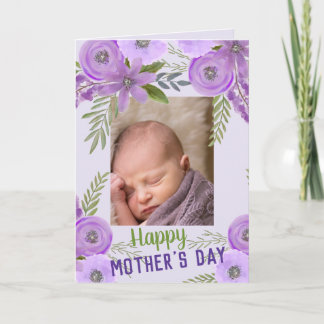 Tarjeta Foto personalizado "Día de la Madre" Lavanda viole
